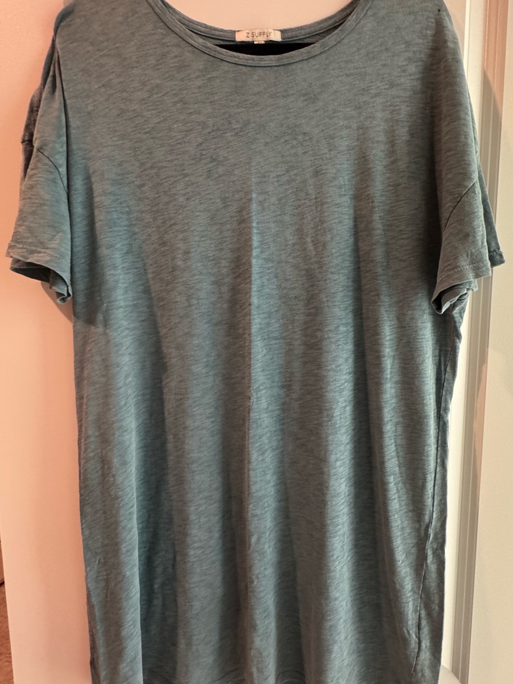 Z Supply Short Sleeve T- Shirt Dress - Heather Slate Blue